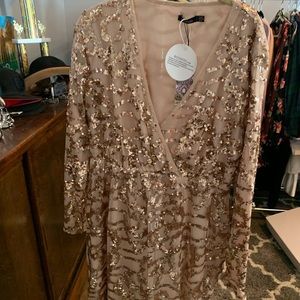 NWT Boohoo Gold Dress